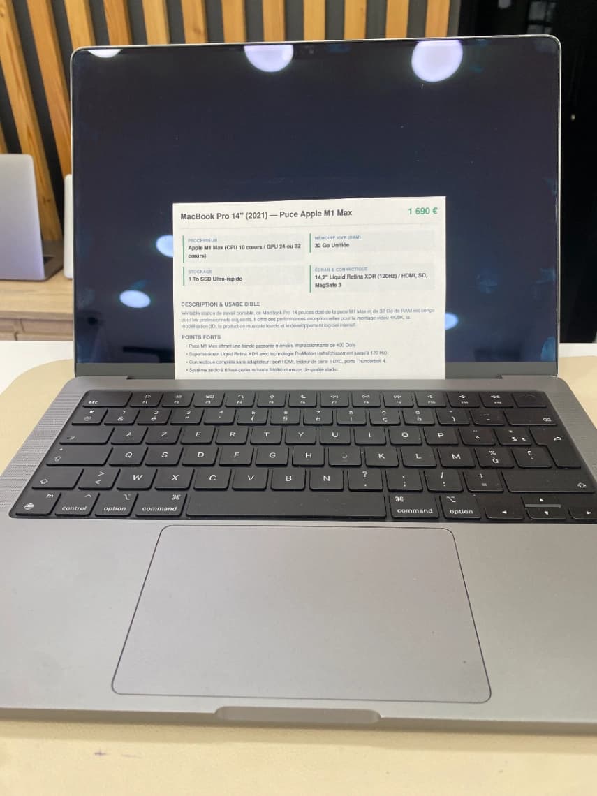 MacBook pro 14 2021 M1 pro max -1 TO de stockage - 32 GO RAM
